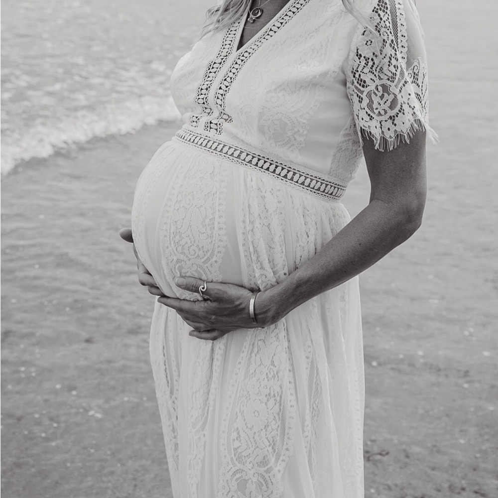Chic Cream Lace Maternity Dress